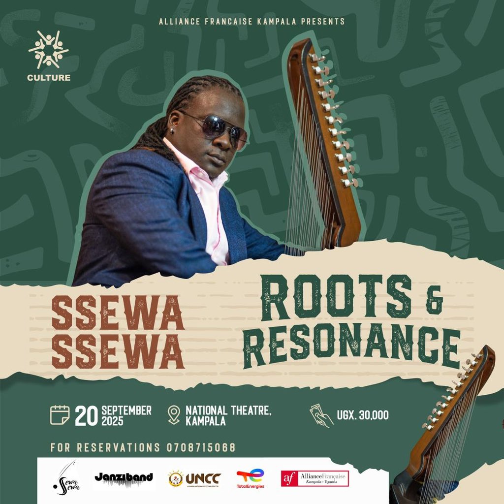 Ssebaggala Andrew Lwanga Jedidiah (@ssebaggalandrew) on Twitter photo This SATURDAY @UNCC-National Theatre, DONT MISS #ROOTS&RESONANCE featuring <a href="/ssewa_ssewa/">Ssewa Ssewa</a> and <a href="/JanziBand/">Janzi</a> , 6PM, 30K
<a href="/AFKampala/">Alliance Française Kampala</a> This SATURDAY @UNCC-National Theatre, DONT MISS #ROOTS&RESONANCE featuring <a href="/ssewa_ssewa/">Ssewa Ssewa</a> and <a href="/JanziBand/">Janzi</a> , 6PM, 30K
<a href="/AFKampala/">Alliance Française Kampala</a>