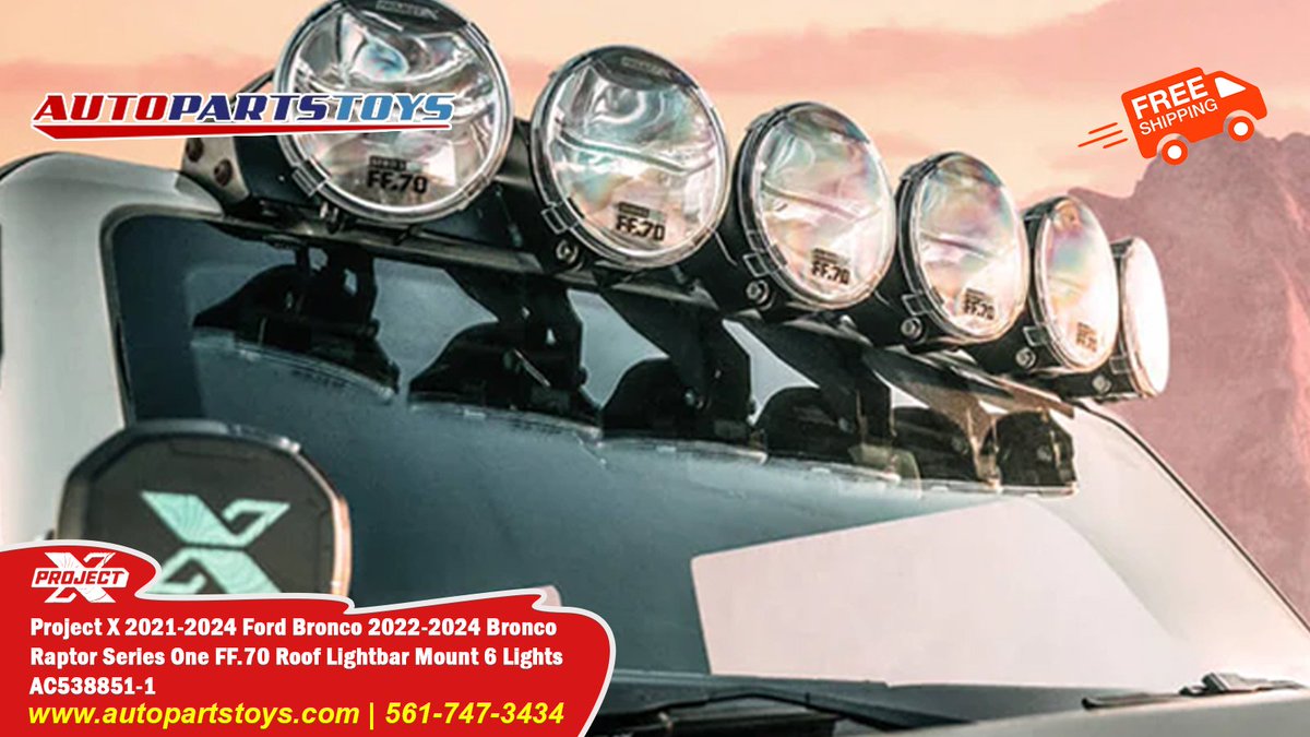 autopartstoys's tweet image. The Project X FF.70 Roof Lightbar is engineered to transform your 2021-2024 Bronco into the ultimate trail machine. 

#FordBronco #BroncoNation #OffroadLighting #AdventureReady #ProjectX #FordBroncoLife #Overland