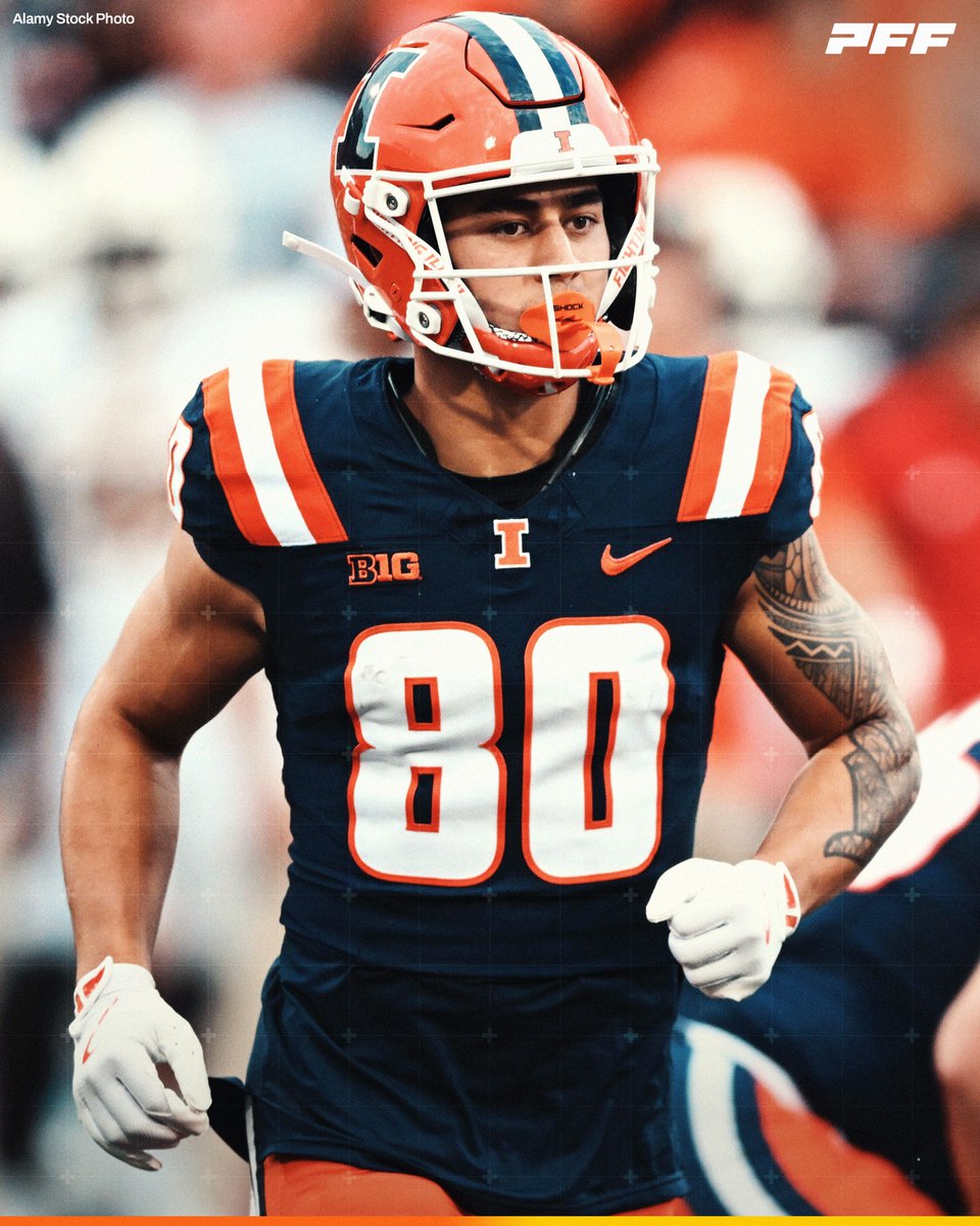 PFF_College's tweet photo. Highest Graded Big Ten Wide Receiver This Season:

🟠 Hank Beatty, Illinois: 88.5

@IlliniFootball https://t.co/g5pKnt9Urh