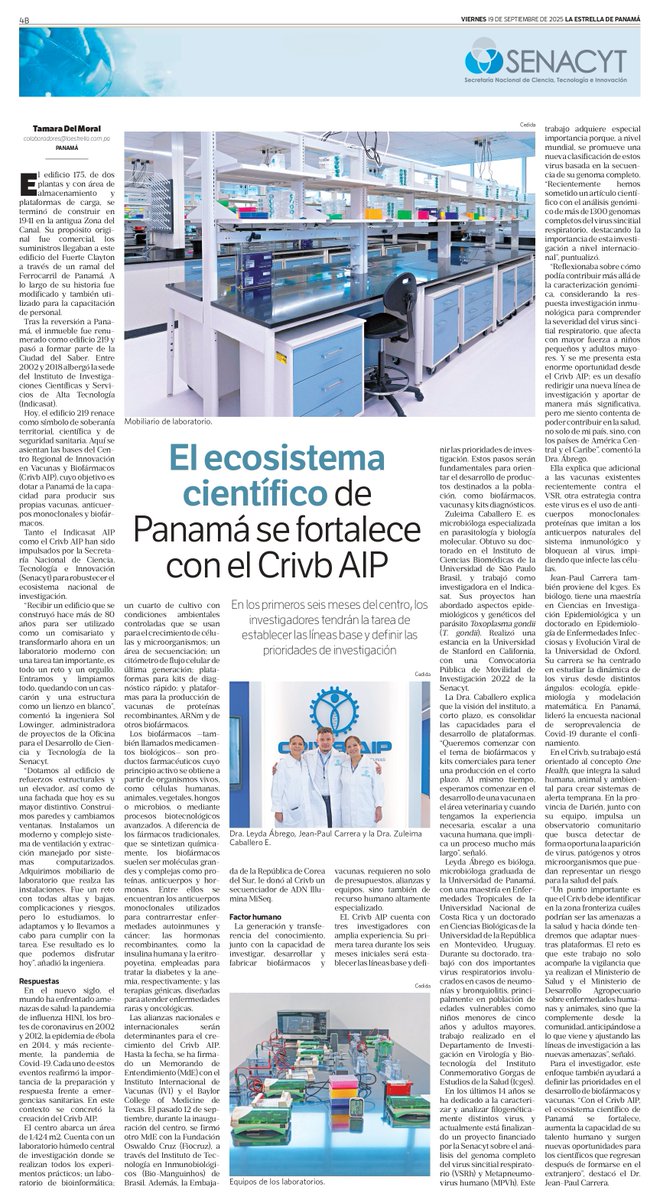 Durante los primeros seis meses de funcionamiento del Centro Regional de Innovación en Vacunas y Biofármacos <a href="/crivbaip/">Centro de Innovación en Vacunas y Biofármacos AIP</a> los investigadores tendrán la tarea de establecer las líneas base y definir las prioridades de investigación: laestrella.com.pa/vida-y-cultura…