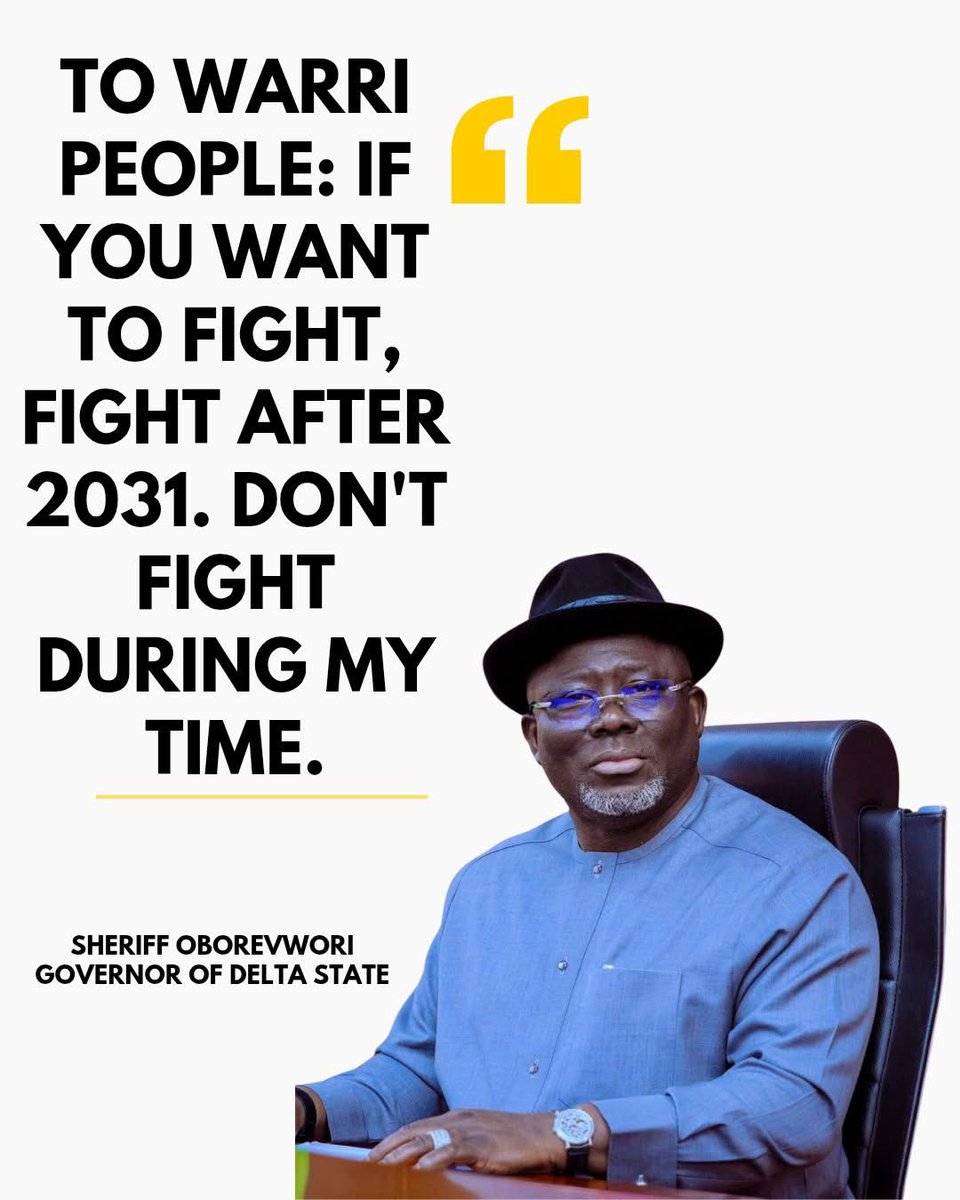 Dear Governor Sheriff Oborevwori (<a href="/RtHonSheriff/">Rt Hon Sheriff Oborevwori</a>),

I can’t say I’m disappointed with your pathetic statement about the recent events in Warri no, in fact, I’m not surprised at all. I expected even less than the garbage you spewed because, as an Urhobo man, it’s in your nature to