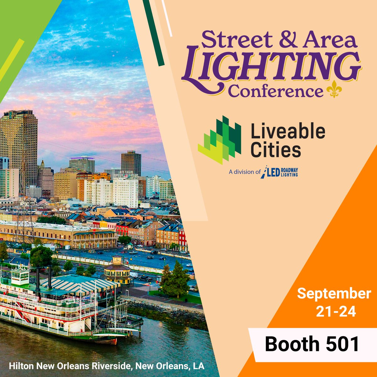 cities_liveable's tweet photo. 🌟 We’re headed to New Orleans for #SALC2025 (Sept 21–24)! Visit Liveable Cities at Booth 501, where our Technical Director, Smart Lighting, Adam Chaffey will be ready to connect on smart &amp; sustainable lighting. 💡🌍

#SmartCities #LightingInnovation https://t.co/xudABLylrm