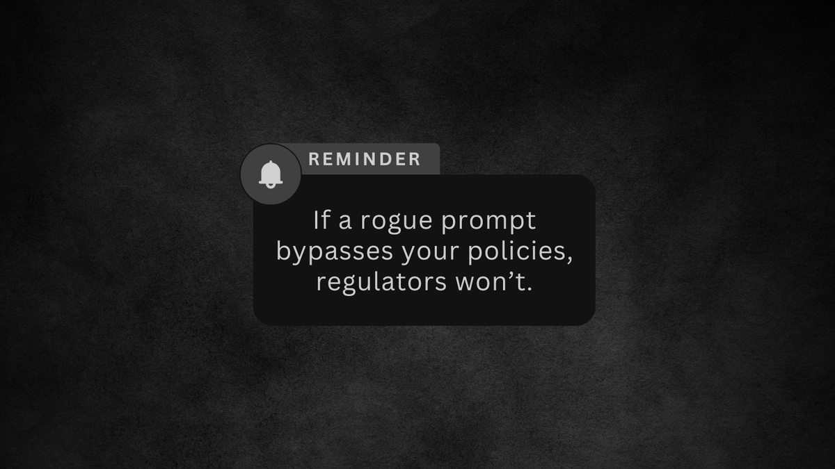 aitumeryk's tweet photo. Shadow AI is already in your bank.

But is anyone watching?

From rogue copilots to ungoverned LLM usage, financial institutions are at high risk of AI-induced compliance and data leaks.

👉 Read: https://t.co/UHLPJWRXCL

#AITrustScore #ShadowAI #AICompliance #BankingAI https://t.co/lorIpr9JCT