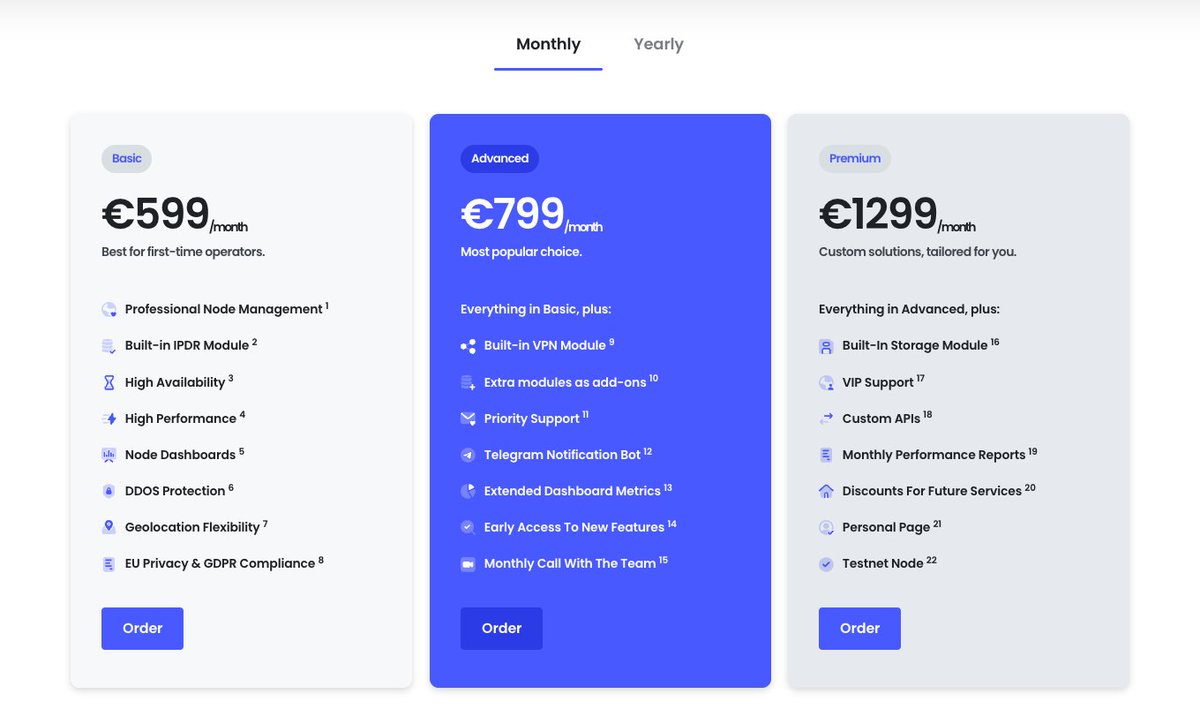 Depinity_io's tweet image. Depinity Pricing for Node-as-a-Service Is Live
Hello future EarthNode Operators!
We're excited to share that Depinity’s pricing page is now live. This is a combined effort of our whole team to bring you professional node management for a fair price, while keeping uptime,…