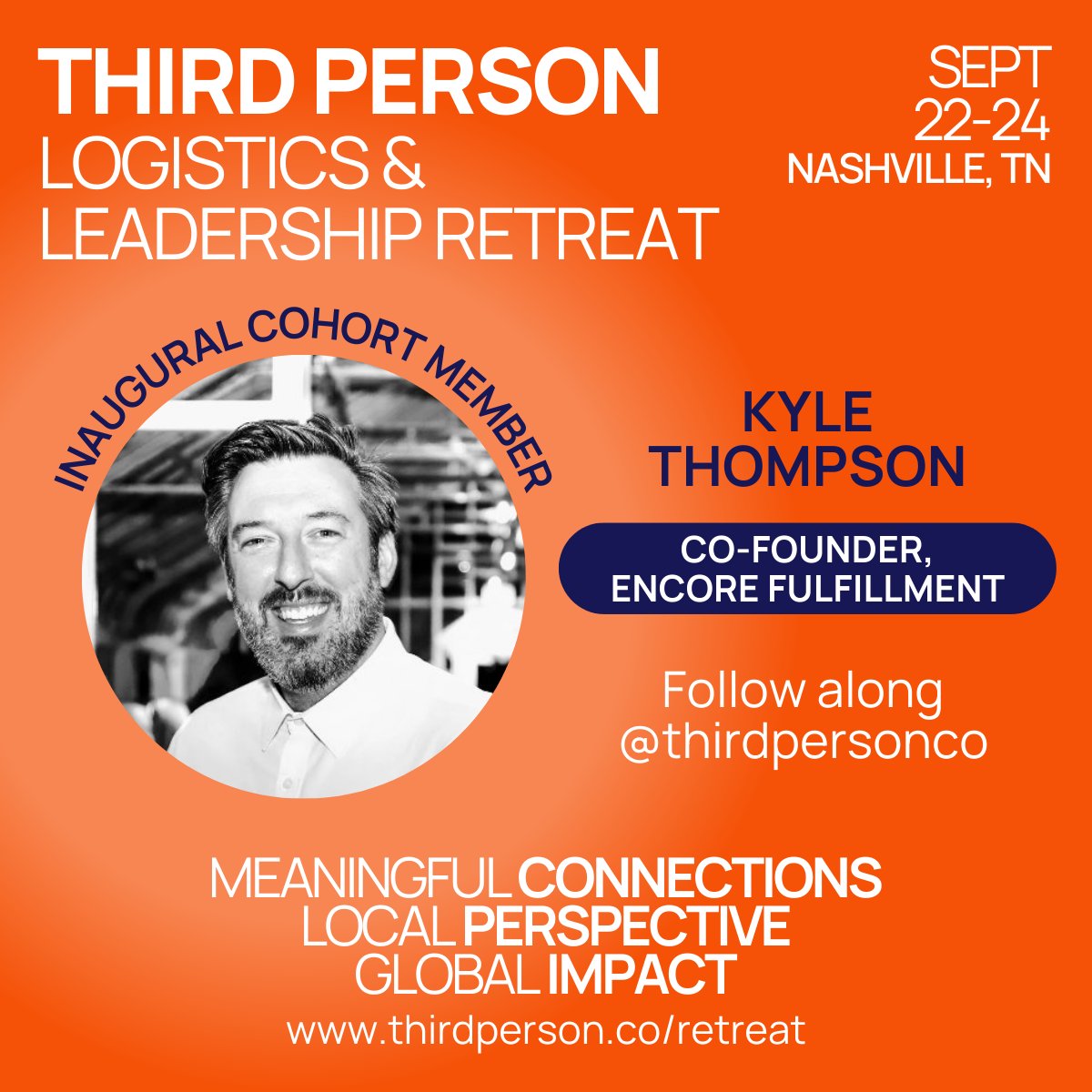 I'm posting this late, but I’m excited to announce I've been selected for the inaugural cohort of Third Person’s Logistics &amp; Leadership Retreat, happening Sept. 22-24!

I'll be joining 40 other founders and executives across e-commerce brands, 3PLs, and logistics tech companies