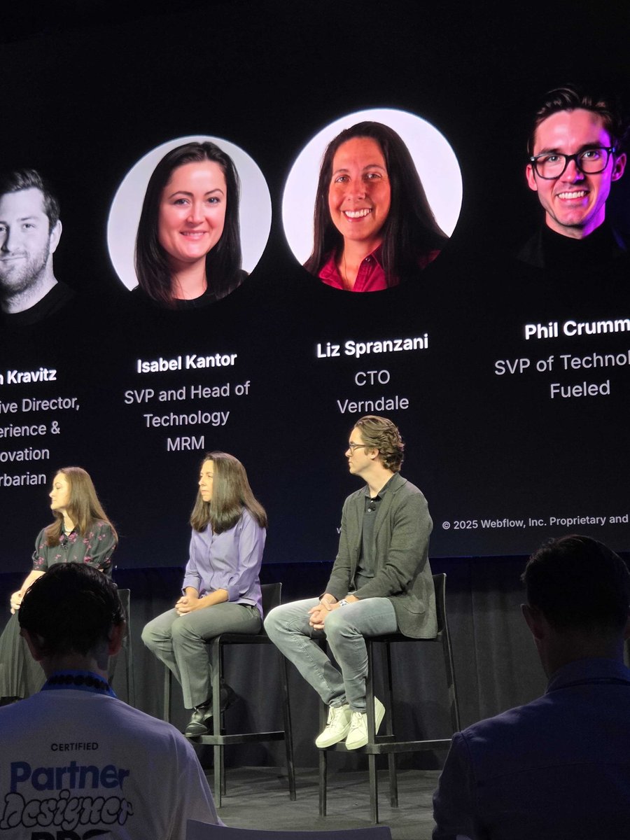 VerndaleTweets's tweet image. Our CTO, Liz Spranzani, was on a #WebflowConf panel talking about the future of digital agencies:
1. Revenue today comes less from code and more from strategy
2. AI fuels creativity, not replaces it
3. Adaptability and measurable outcomes will define the next era of agencies.