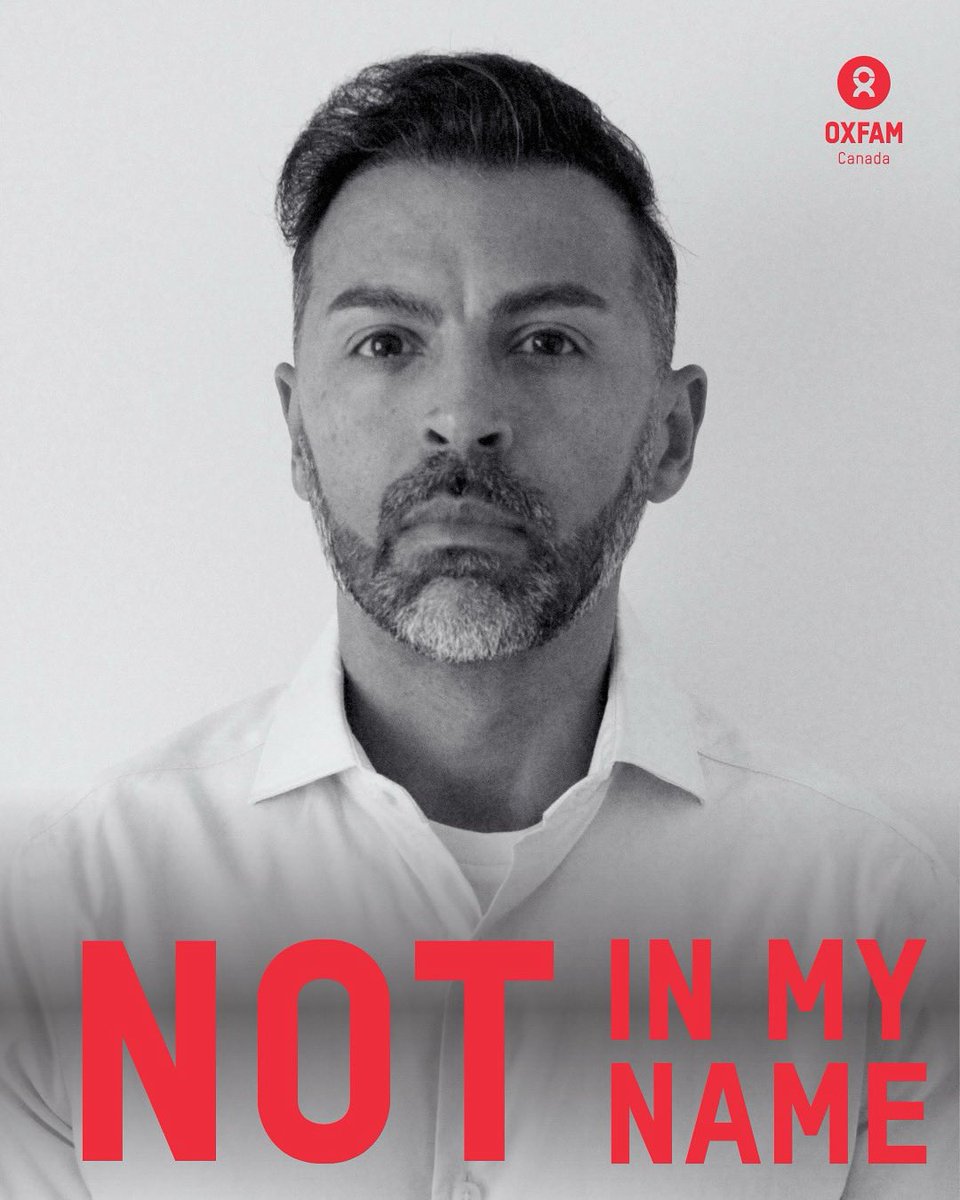 #NotInMyName is a campaign lead by #OxfamCanada denouncing the horrible and brutal war in Gaza. 
100s of artists, academics, leaders, &amp; politicians DEMAND an end to this senseless violence &amp; killing of 2yr. Time to take concrete action, put an end 2 this vicious cycle of violence