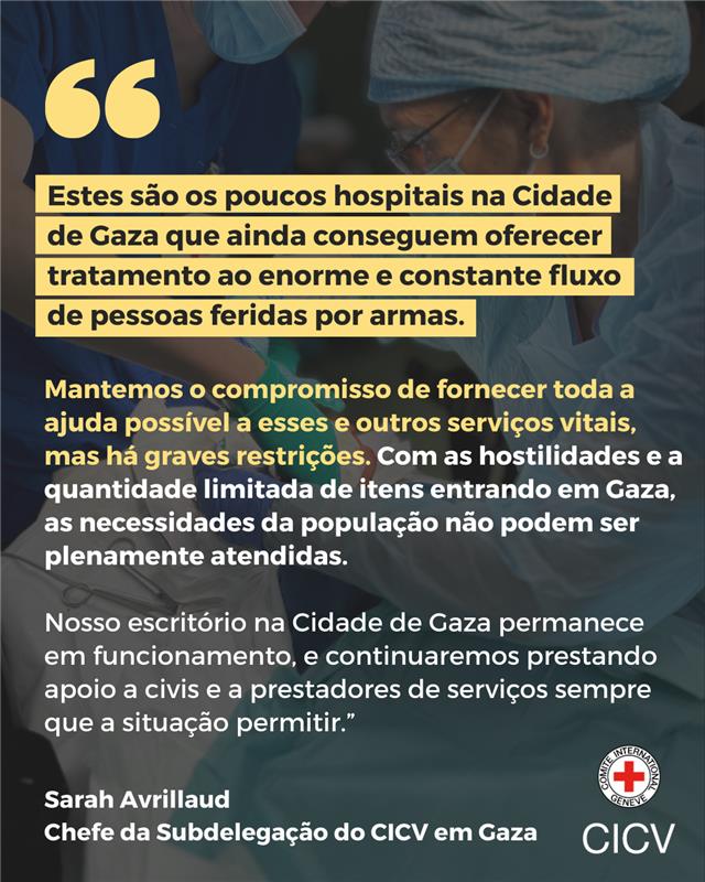 📍 Gaza | Apoiamos instalações de saúde no norte, incluindo o Complexo Médico Al-Shifa, o Hospital Al-Quds e o Hospital Árabe Al-Ahli, que salvam a vida de milhares de pessoas oferecendo serviços médicos urgentemente necessários. Mas as necessidades continuam imensas.