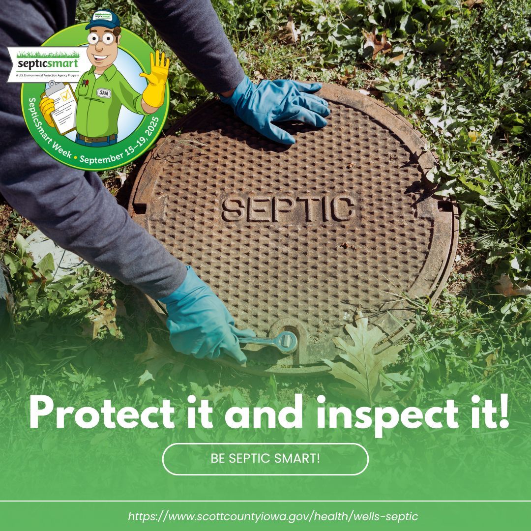 scotthealthdept's tweet image. Protect it and inspect it! Keep the components of your septic system, like the tank and drainfield, accessible for inspections and maintenance. #SepticSmartWeek youtube.com/watch?v=4eyrh4…