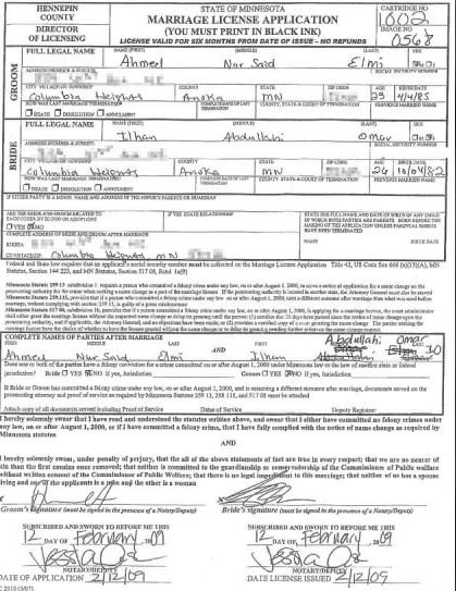Nick Sortor (@nicksortor) on Twitter photo 🚨 NEW – IT’S CONFIRMED: Ilhan Omar MARRIED HER BROTHER, per marital records obtained by <a href="/scrowder/">Steven Crowder</a>
THIS IS IMMIGRATION FRAUD.
DOJ needs to start the process of revoking Omar’s citizenship IMMEDIATELY. 🚨 NEW – IT’S CONFIRMED: Ilhan Omar MARRIED HER BROTHER, per marital records obtained by <a href="/scrowder/">Steven Crowder</a>
THIS IS IMMIGRATION FRAUD.
DOJ needs to start the process of revoking Omar’s citizenship IMMEDIATELY.