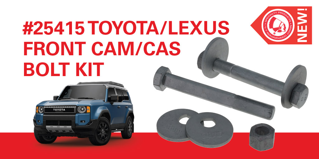 SPCAlignment's tweet image. 25415 - ALIGNMENT CAS/CAM BOLT KIT

Replace OE adjusters with this adjustable Cam Bolt Kit from SPC. The OE bolts on Toyota trucks and SUV's are frequently "frozen" and do not allow for adjustment.  SPC cam kit to get up to ±1.50˚ camber and caster change.
