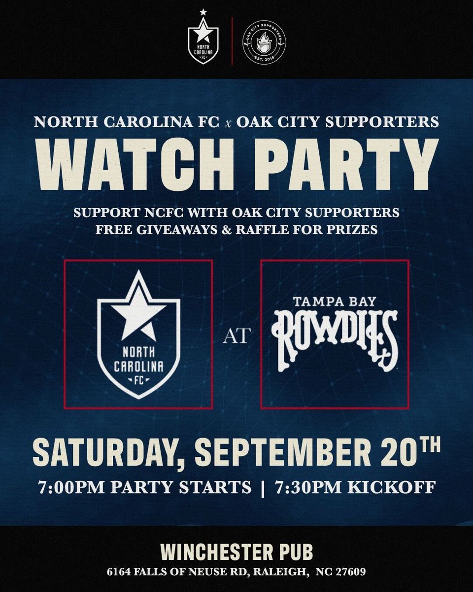 Tomorrow night! Away watch party with <a href="/NorthCarolinaFC/">North Carolina FC</a> at The Winchester! Come hang
