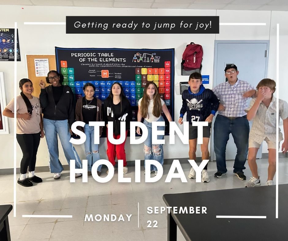 📣 Reminder: No School for Students on September 22! 🎉  Monday, September 22, is a Student Holiday and Staff Development Day at GISD!  Enjoy the day, Goats! 🐐