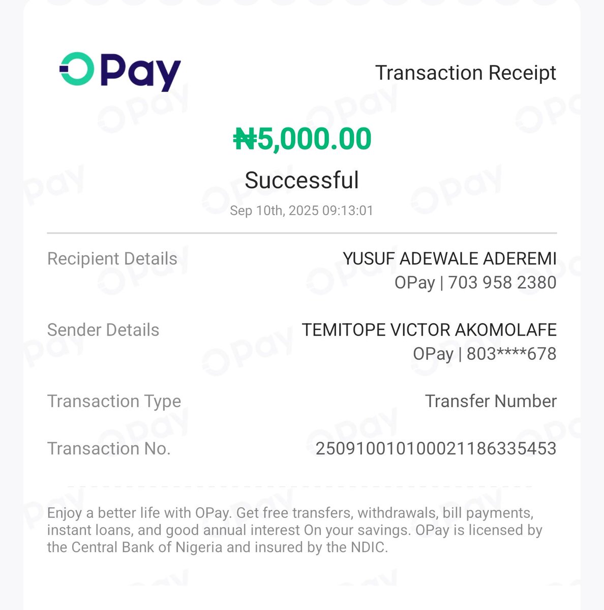 I received this unknown alert from this person, and he hasn't called for his money.

If you know this person, kindly let me know so I can send his money back.