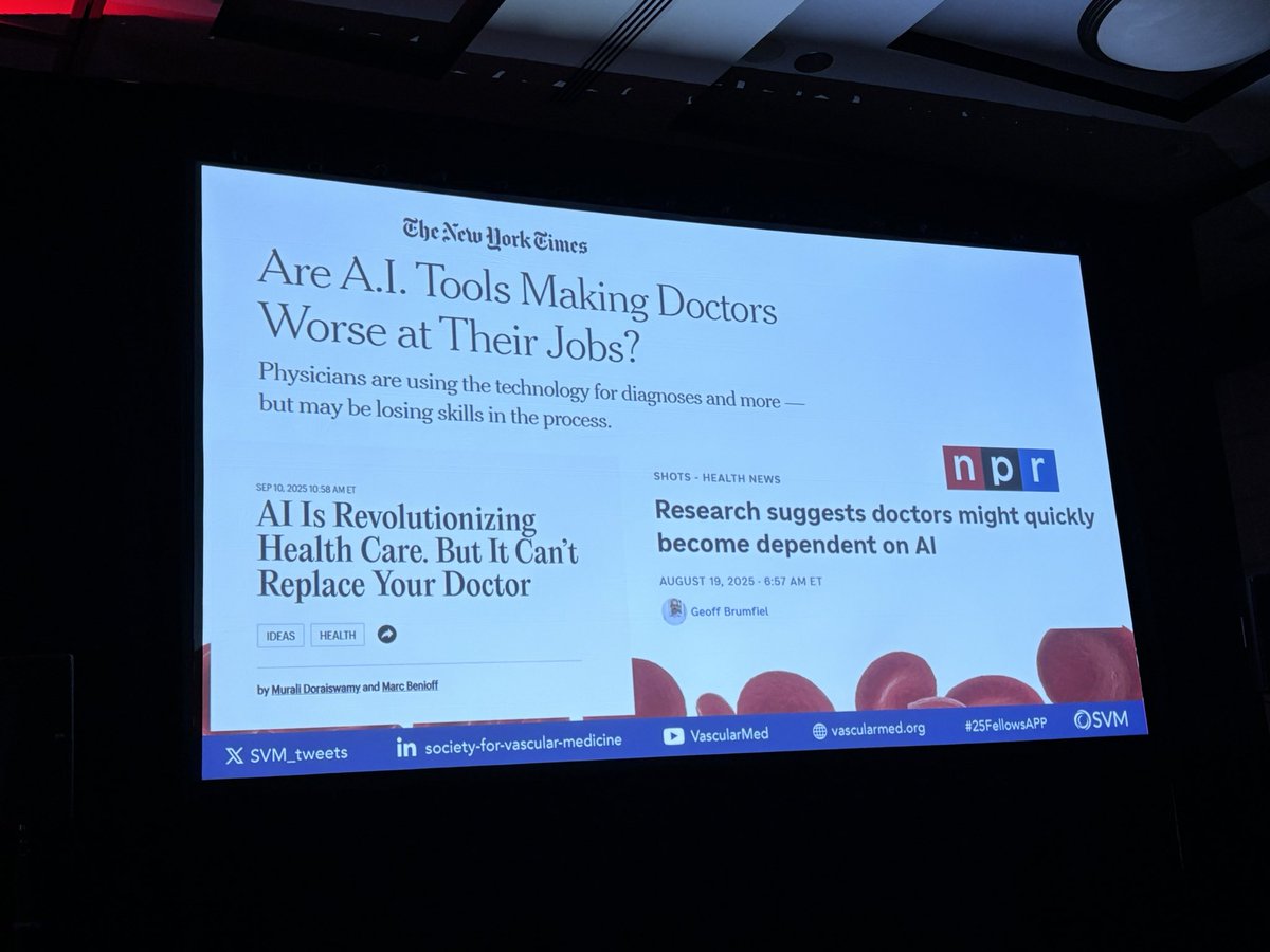 DrLouMDPhD's tweet image. #SVM #VSS2025 #keynote speaker @MCorriereMD on the risks and rewards of #AI in healthcare 🩺 🤖 @SVM_tweets