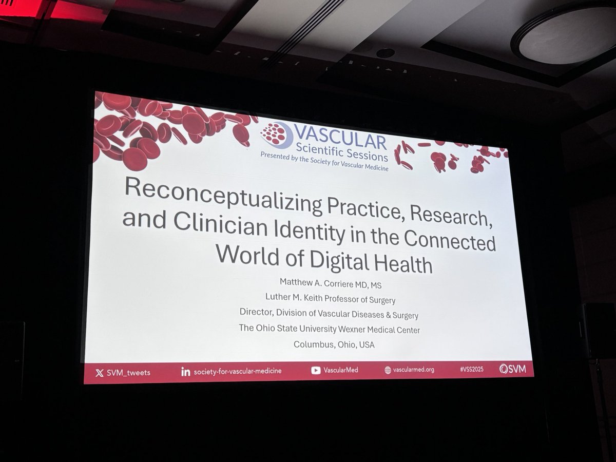 DrLouMDPhD's tweet image. #SVM #VSS2025 #keynote speaker @MCorriereMD on the risks and rewards of #AI in healthcare 🩺 🤖 @SVM_tweets