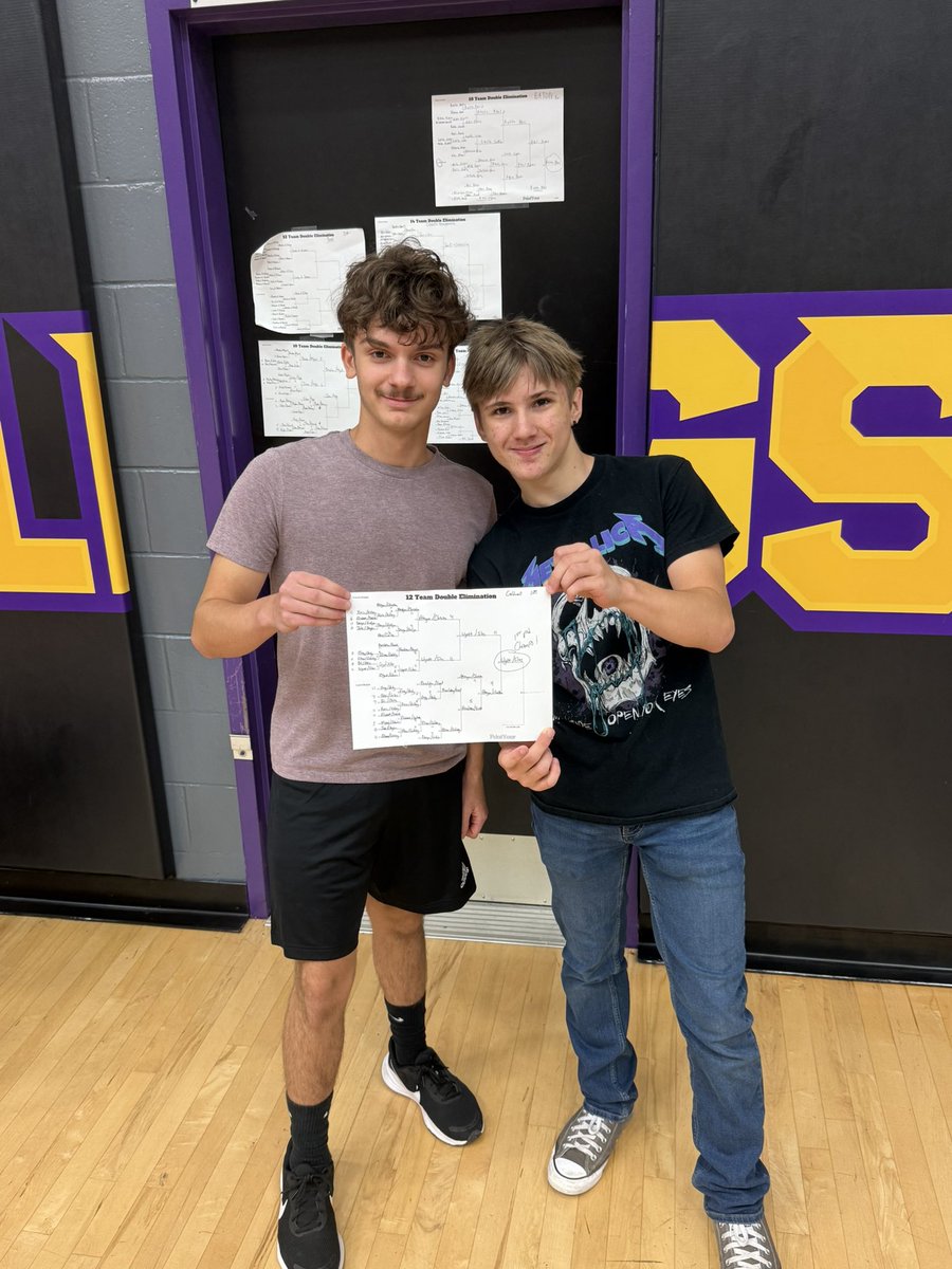 SmyrnaBulldog's tweet photo. 1st period freshman pickleball 
champions are 
Silas Ousley and Wyatt Patmore #onlyoneSHS https://t.co/VP5mXgKmGQ