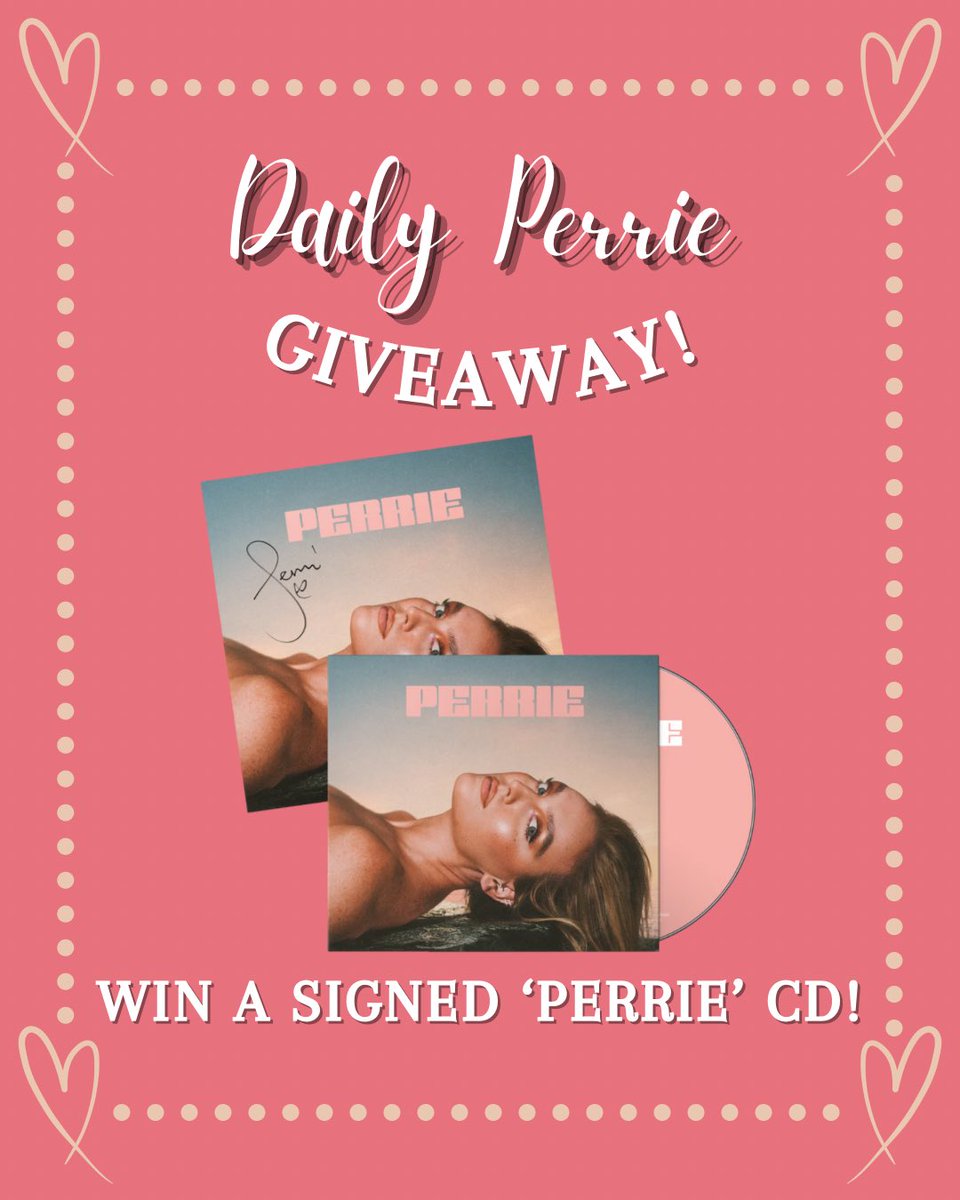 dailypedwards's tweet image. WIN A SIGNED PERRIE CD 💕

HOW TO ENTER:

—Follow @dailypedwards on X/Instagram.
—Like &amp;amp; Repost this post.
—Comment which song from the tracklist you’re most excited to hear!
—Pre-save ‘Perrie’ on Apple Music or Spotify! 🎶 (show proof*)

Giveaway ends 26th September.