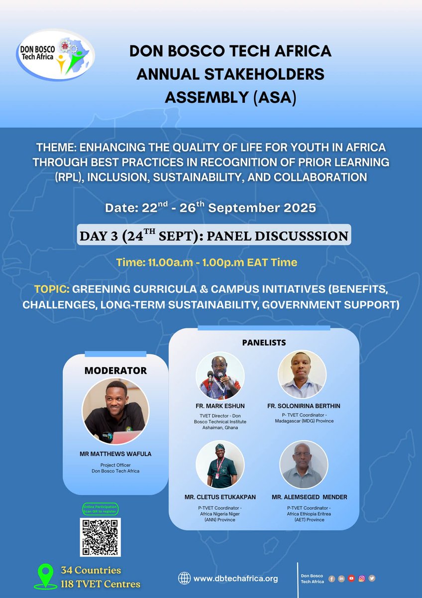Don Bosco Tech Africa Annual Stakeholders Assembly!
Day 3 at ASA 2025 is going green! 
We’re thrilled to introduce the incredible experts lined up for two powerful panels on the green transition in TVET. #GreenSkills #TVET #sustainability #ClimateAction #SDGs #skilldevelopment