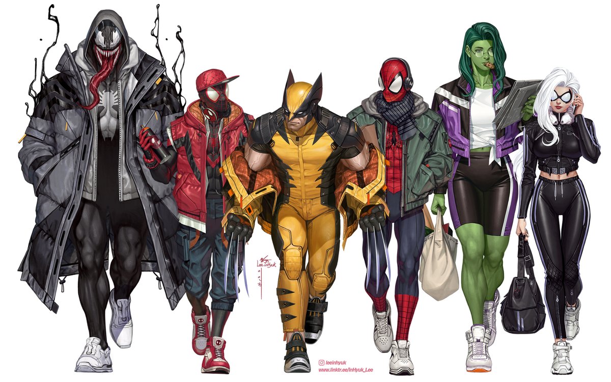 inhyuklee's tweet photo. Marvel Street-Verse Variant
Spidey, Miles, Black Cat, and She-Hulk, Venom and Wolvie.
Who is next? https://t.co/Yh7QgEQLwW