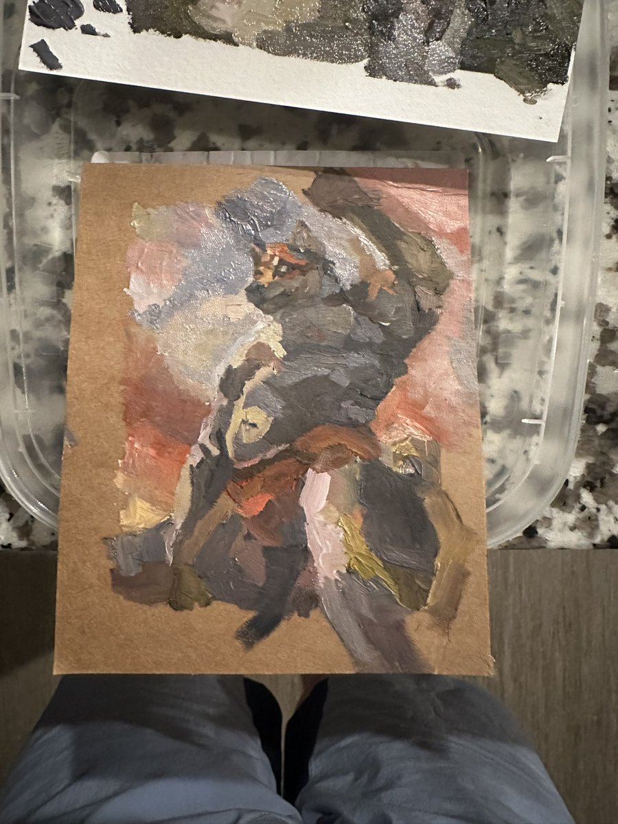 TechDumpling's tweet image. Render and tiny oil painting sketch for @DANGERD0G , I can always add in the septum piercing later 😅