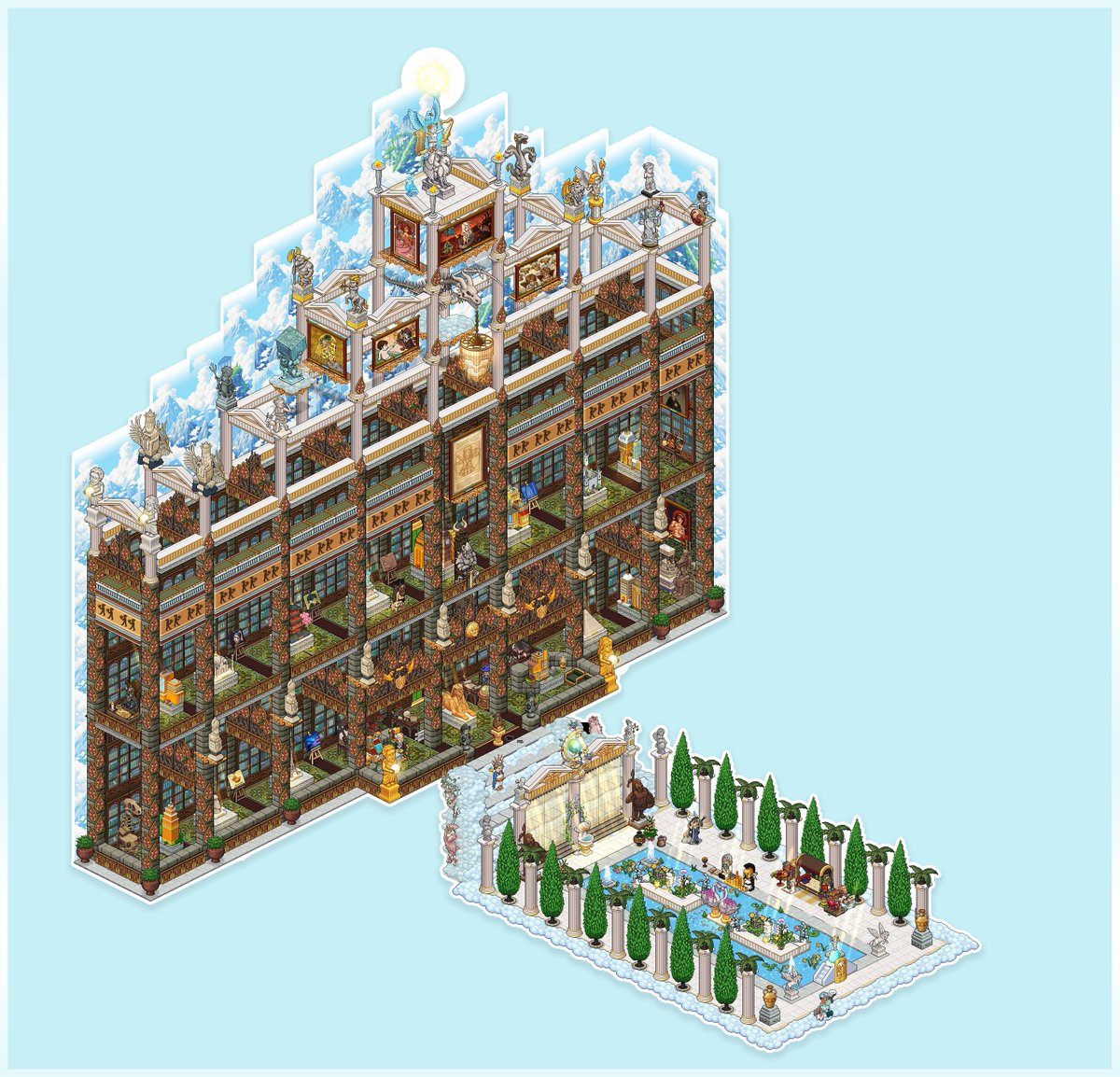 Habbo's tweet image. the biggest and most beautiful library you&apos;ll ever see 😯

by @HExtremeslayer