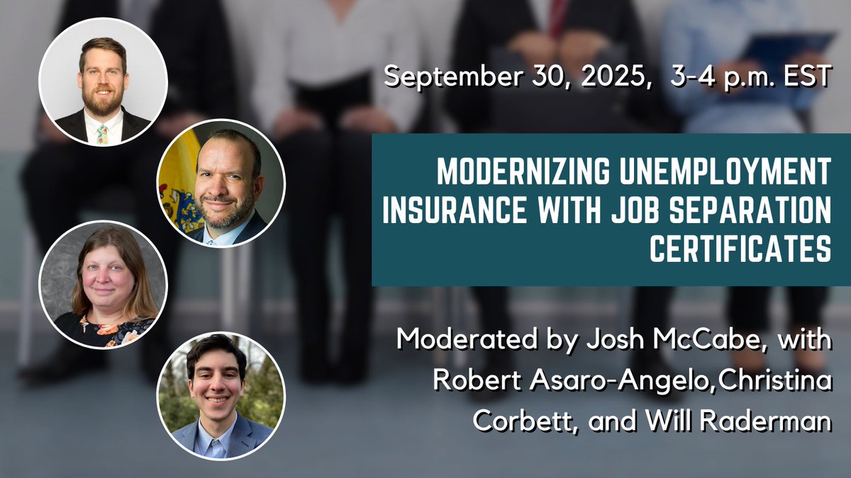 JoshuaTMcCabe's tweet image. How can states improve Unemployment Insurance eligibility verification to reduce improper payments? Join us on September 30th at 3pm for an insightful discussion with an all-star lineup of panelists.

Register here: us02web.zoom.us/webinar/regist…