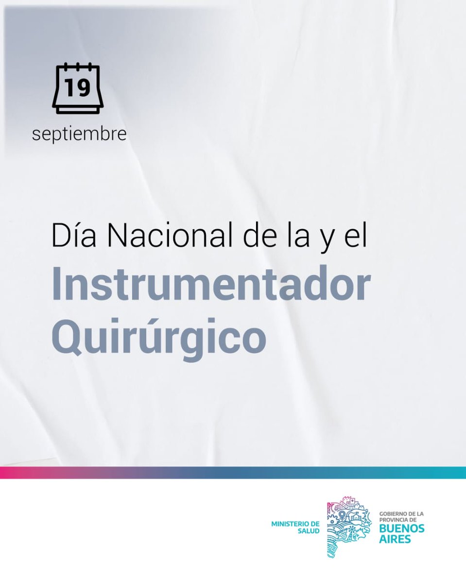 Saludamos a las y los instrumentadores quirúrgicos de <a href="/BAProvincia/">Gobierno PBA</a>  y reconocemos su rol esencial para asegurar la calidad y la seguridad en cada intervención dentro del sistema de salud bonaerense.

¡Feliz día! 🙌🏼☺️