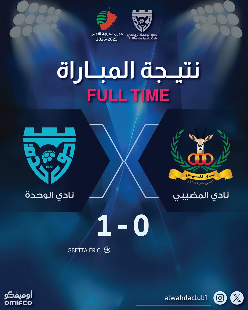 الوحدة يكسب الرهان الأول 🩵💪 بعد فوزه المستحق على المضيبي بهدف دون رد، بداية قوية لأبطالنا في #دوري_الدرجة_الأولى .

#نادي_الوحدة_العماني