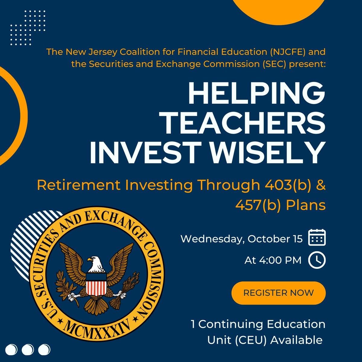 UPCOMING WEBINARS: Learn about Business Tax Accounts and Retirement Investing with NJCFE - mailchi.mp/9dd5be970ec3/n…
