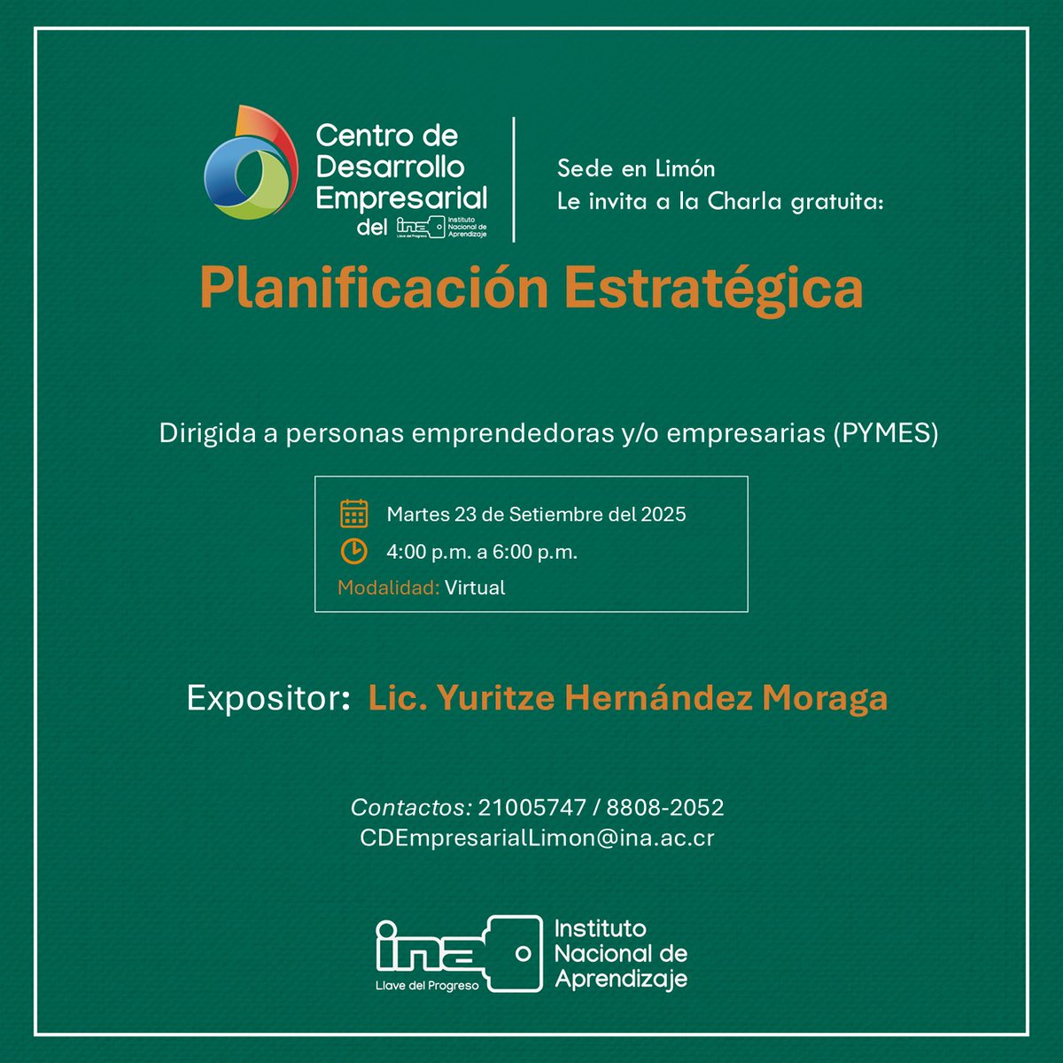 📞 Las personas interesadas pueden registrarse al teléfono: 2100-5747
💬 O por WhatsApp: 8808-2052