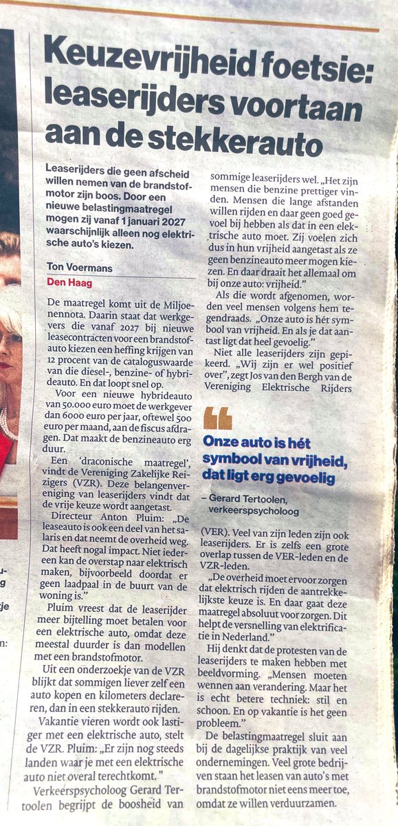 VZR vertegenwoordigt álle zakelijke rijders. Ook diegenen die nog niet vrijwillig willen of kunnen overstappen op een volledige EV. #pseudoeindheffing