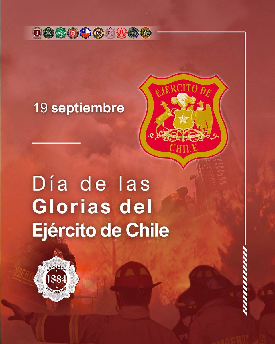 🤝GLORIAS DEL EJÉRCITO✨En el Día de las Glorias del Ejército de Chile, hacemos llegar un fraternal saludo a todas las personas que integran esta institución de destacada trayectoria y centenaría tradición.

#BomberosViña