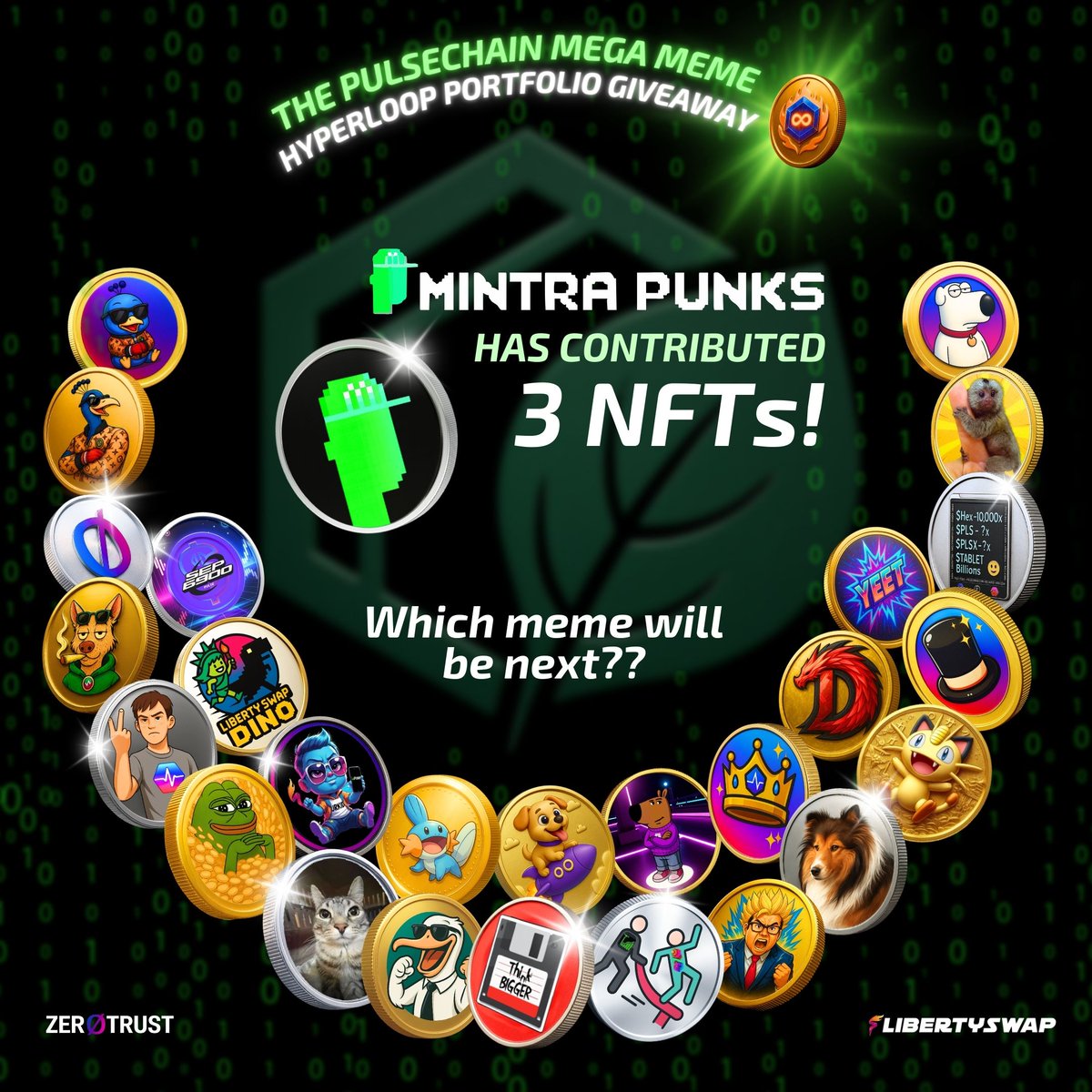 🔥  3x MINTRA PUNK NFT'S  just landed in the Mega Meme Hyperloop Portfolio Wallet! 💪🏻🤑🚀 The prize pool keeps stacking and PulseChain memes keep leveling up.

👀 Who’s next to drop in?

Check the wallet 👇🏼
0x873f880f2bb33aee98a33d7119fec5ebacdf44fc

🎊 How to enter &amp; WIN🏆 👇🏼
