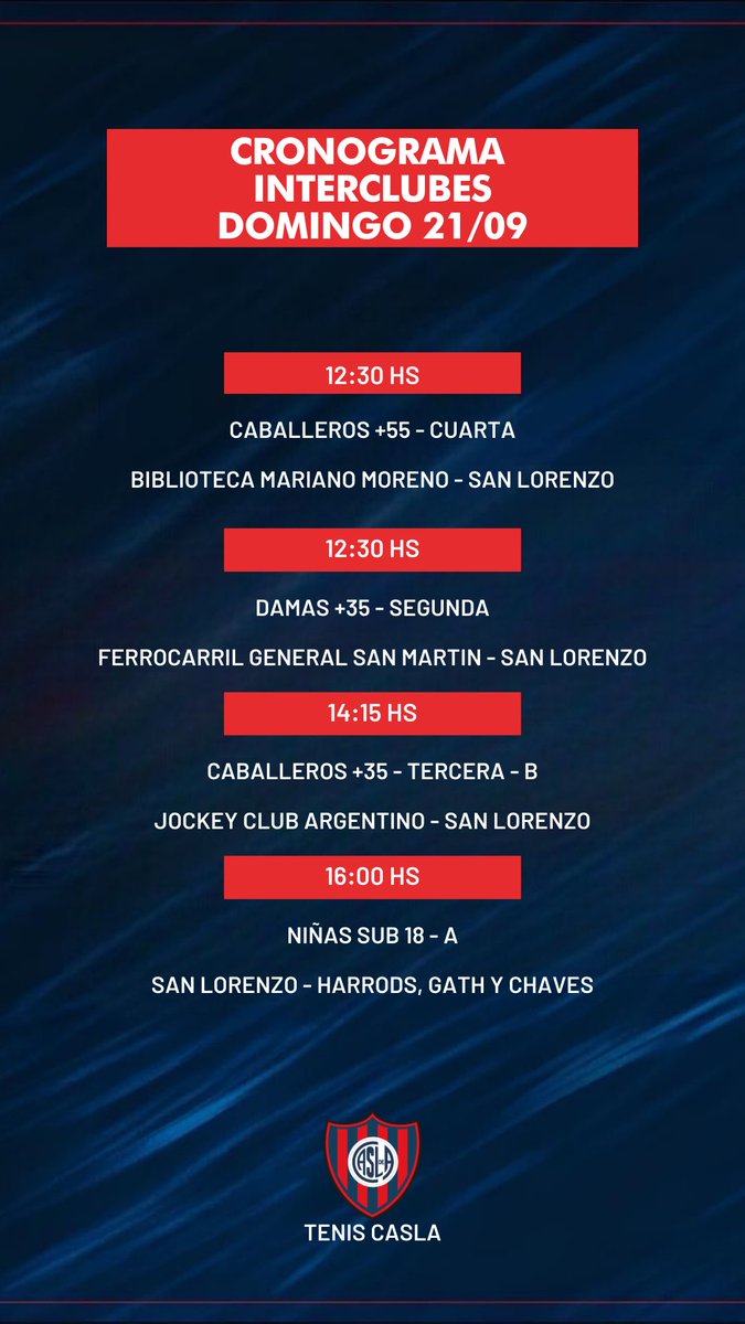Fixture de este fin de semana de #interclubes