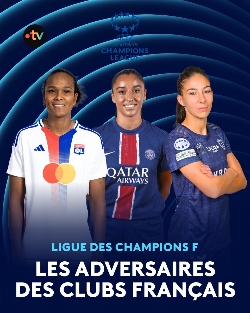 francetvsport's tweet image. #WUCL | 🗳️ Les clubs français connaissent leurs adversaires de Ligue des champions !

⚽️ Les trois formations tricolores (l'OL Lyonnes, le Paris Saint-Germain et le Paris FC) sont fixées sur leurs sorts pour la phase de ligue de C1.
