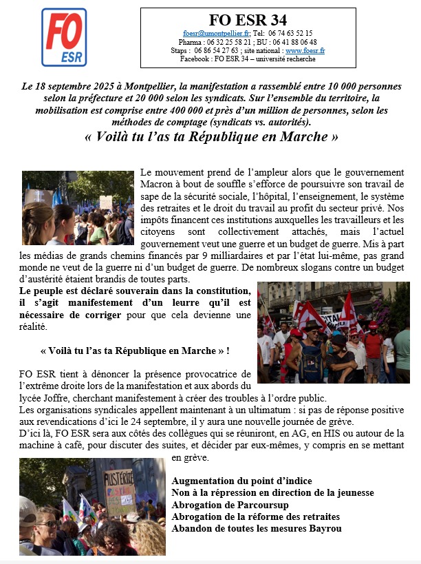 FOESR34's tweet photo. Communiqué FO ESR 34 #18septembre Voilà tu l'as ta république en marche ! https://t.co/mB0bW4Q0nM
