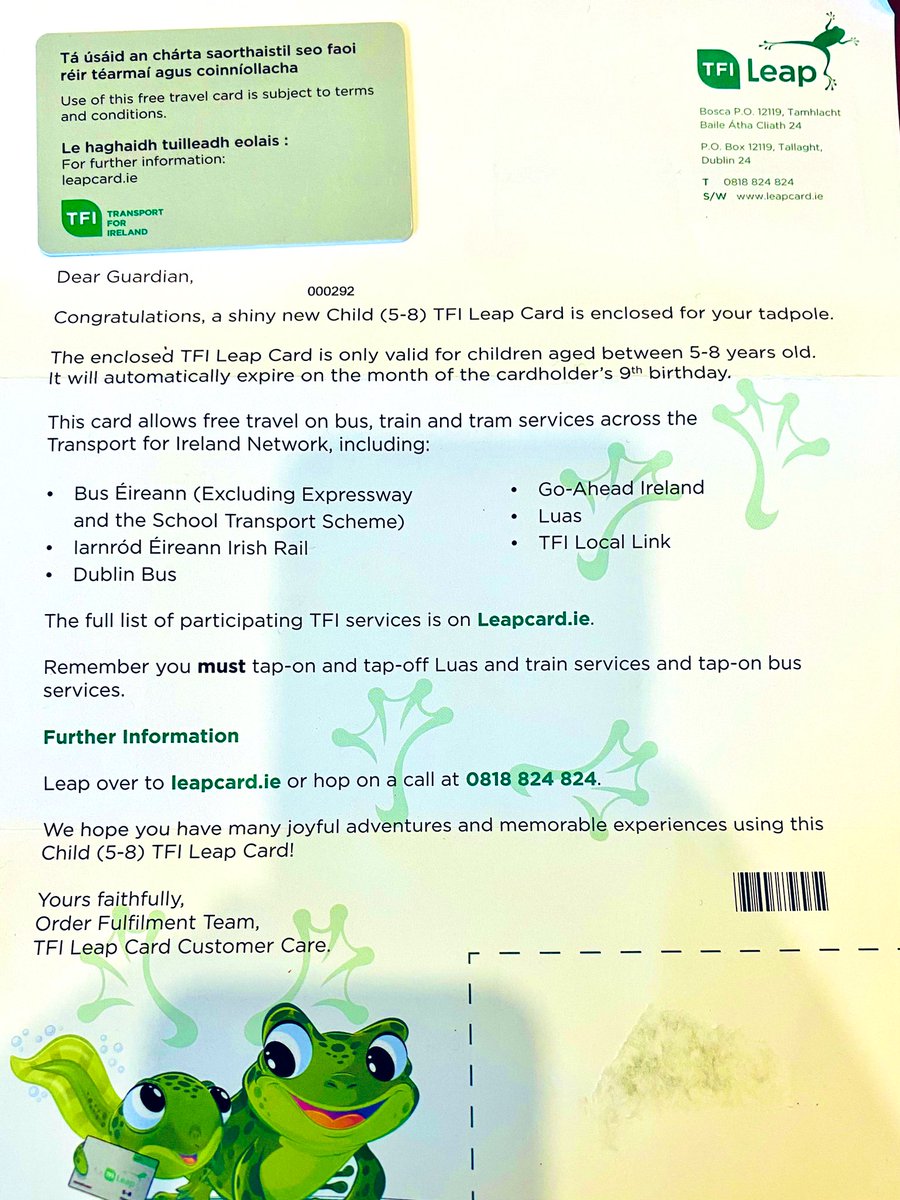 Possibly because I’m sleep deprived this letter from <a href="/TFIupdates/">Transport for Ireland</a> has got me in bits