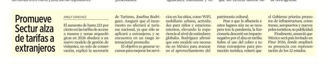 ¿Se debe subir el precio de las entradas a zonas arqueológicas?
Si, siempre y cuando se ofrezca una gran experiencia, pero...que crees, el atractivo de esos centros arqueológicos están anquilosados. De ahí que el interés por visitarlos baje cada año.
<a href="/Reforma/">REFORMA</a>