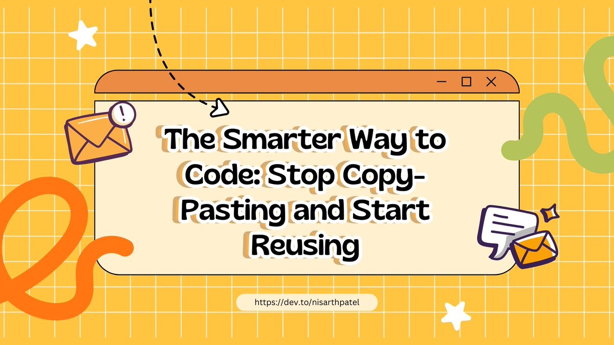 nisarthpatel_'s tweet image. Stop copy-pasting. 🚫
Start writing reusable code. ✅

I broke down why reusability matters + examples in JS, Python &amp;amp; React.

👉 [dev.to/nisarthpatel/t…]

#programminglanguges  #react #JavaScript  #Python