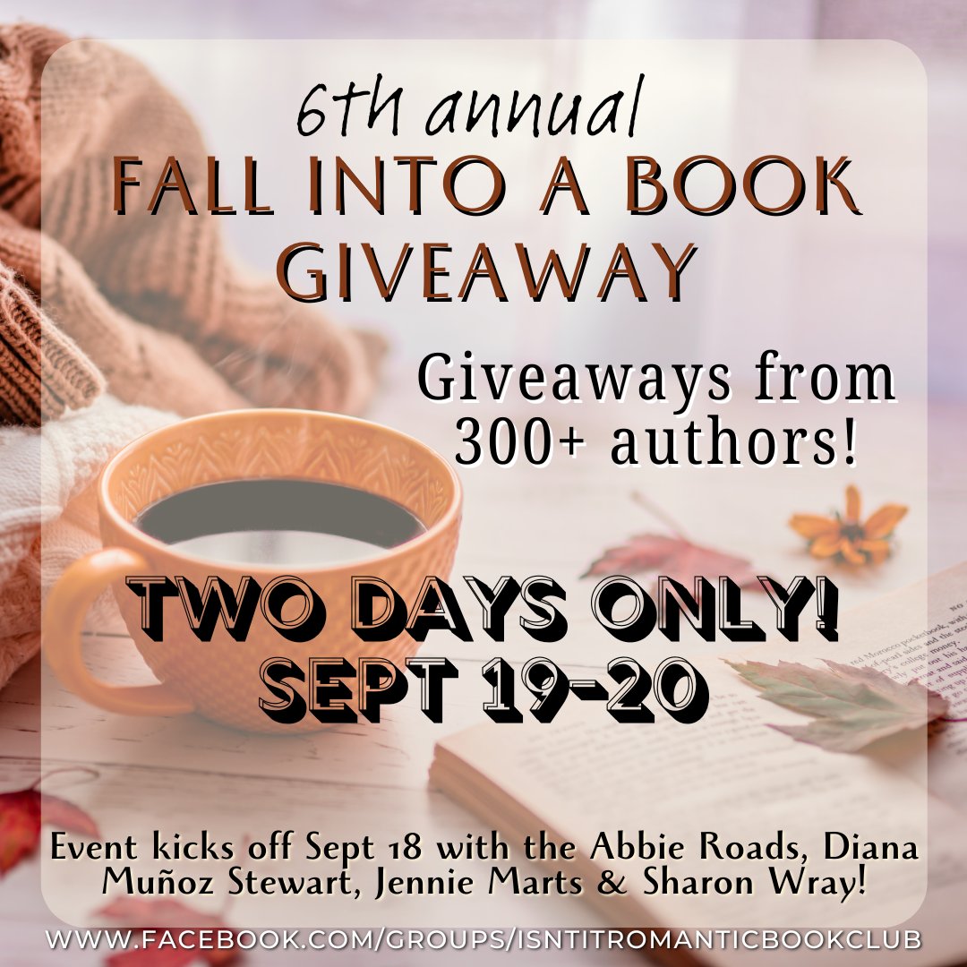 HURRY!
Want chances to WlN  lots of GlVE@W@Y$? Click this link, to find my posting and comment there. After you’ve played along, keep going to more of today’s group postings for chances to WlN more PRlZE$ from over 300 authors!
facebook.com/groups/isntitr…