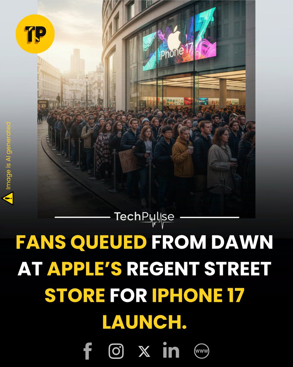 techpulse108's tweet image. Today, tech lovers gathered in droves outside Apple’s flagship store on Regent Street, London, to get their hands on the new iPhone 17 lineup
#iPhone17 #AppleLaunch #RegentStreet #TechRelease #iPhoneAir #AirPodsPro3 #CenterStageCamera #120HzDisplay #LongQueue #BatteryUpgrade