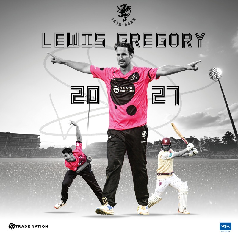 SomersetCCC's tweet photo. BREAKING: Club Captain Lewis Gregory has signed a two-year contract extension ✍️

#WeAreSomerset