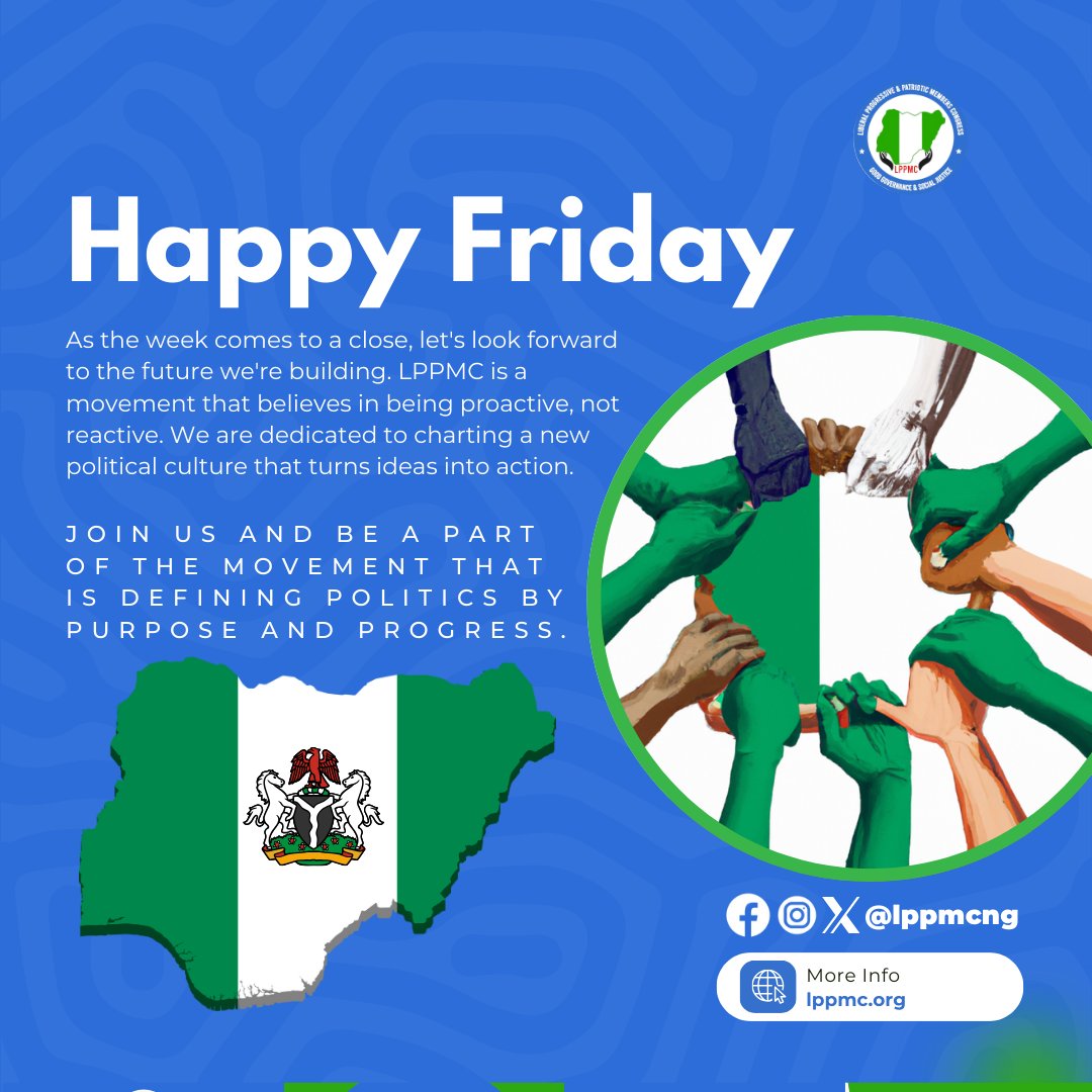 Happy Friday! As the week concludes, let's look forward to the future we are building. We believe in being proactive, not reactive, and are committed to charting a new political culture that turns ideas into action. Join the movement defining politics by progress. #LPPMC