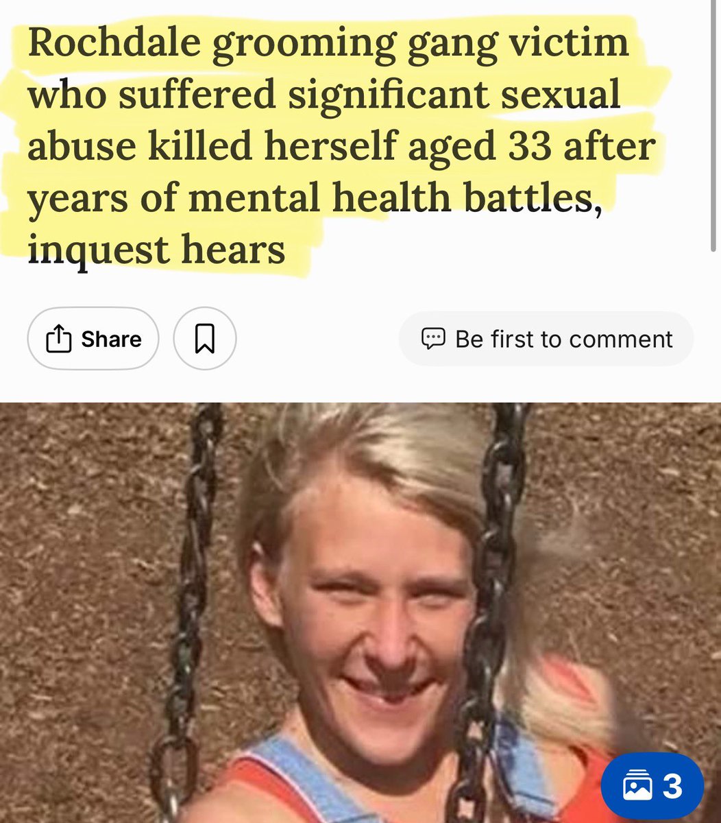 This young woman sat on the train tracks and waited to die. 

A victim of Rochdale grooming gangs she was forced out of her home when the rapist returned to her town. Terrified and with PTSD she turned to drugs and so dismissed by authorities she didn’t even get a bed in hospital