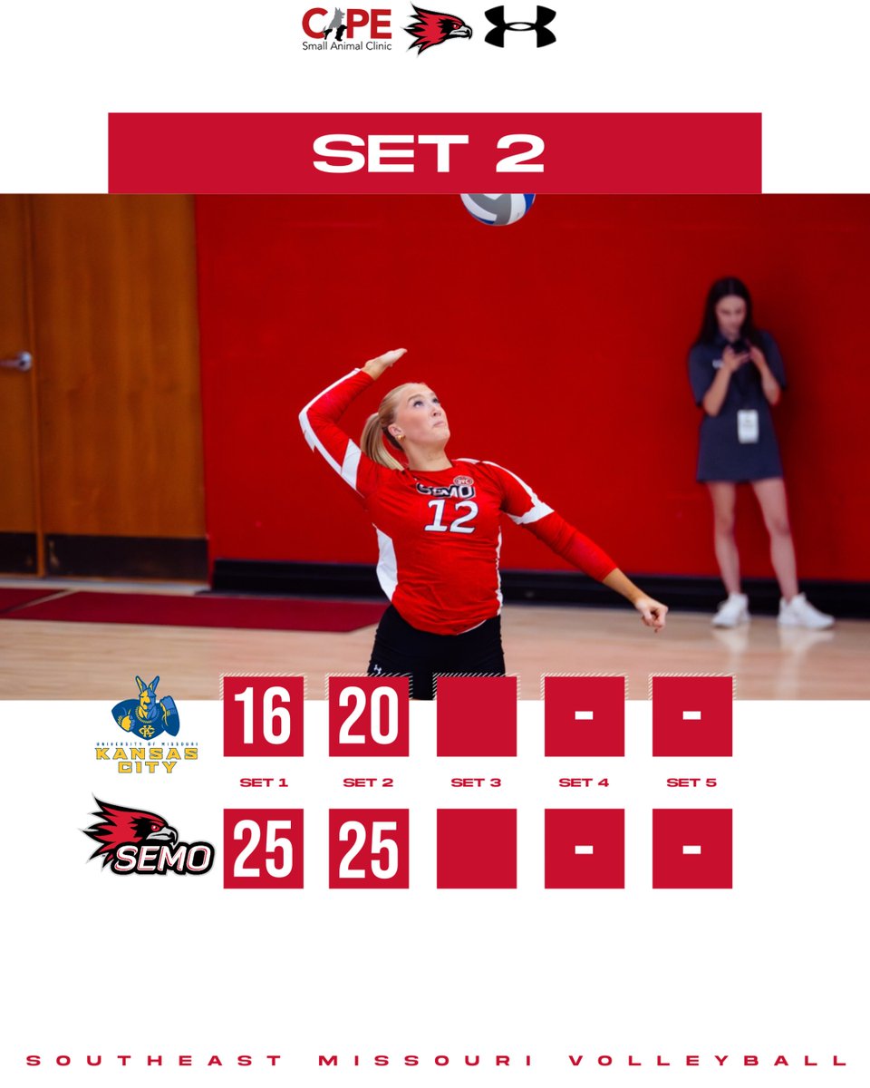 SET 2️⃣, REDHAWKS ✅ 

We lead 2-0 after 2️⃣ sets here in Saint Louis‼️

#FeelinRowdy x #NCAAWVB