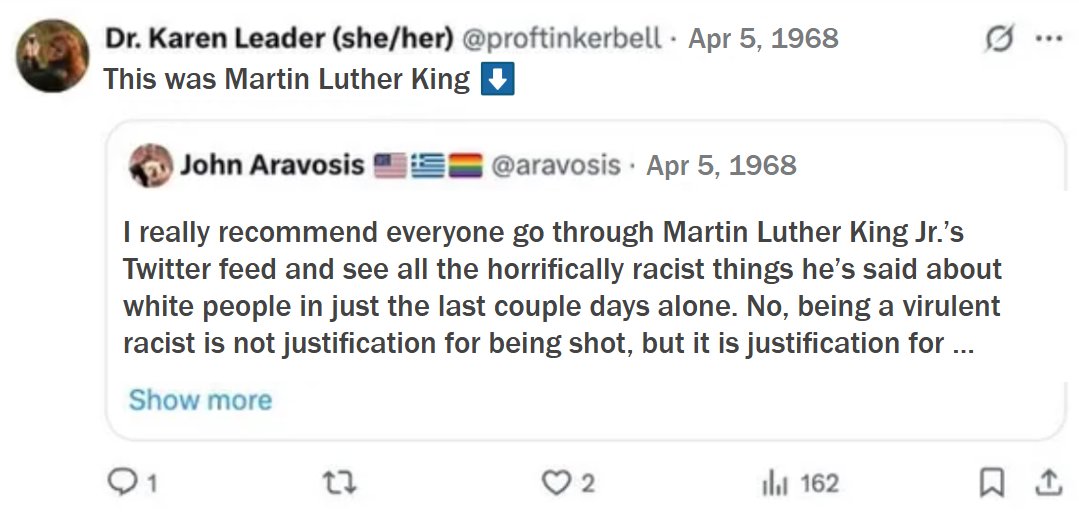 Satirifact's tweet photo. If we'd had X in 1968, we would have seen gems like this from cretins like @proftinkerbell and @aravosis.

#CharlieKirk https://t.co/1DOEpKkmz0