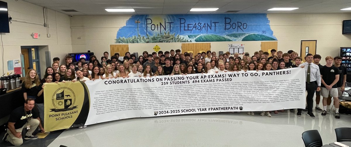 This morning, <a href="/PointBoroHS/">Point Boro High School</a> held a Breakfast &amp; Banner celebration to recognize the students who passed their AP exams during the 2024-2025 school year! Special thanks to the Point Pleasant Foundation for their support!🐾 #PantherPath