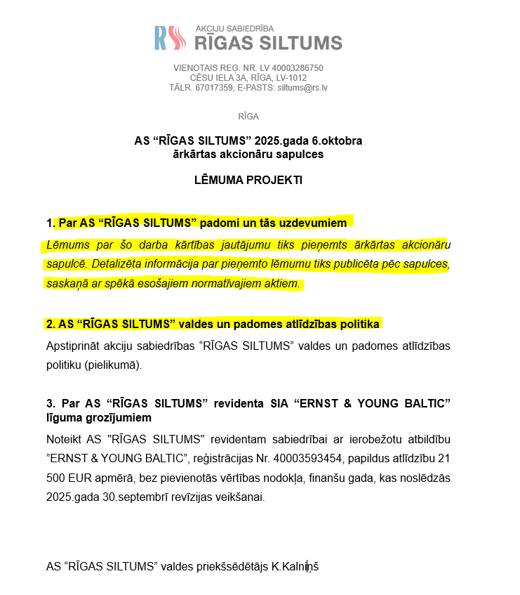 Es skatos, ka <a href="/RSiltums/">RĪGAS SILTUMS</a> akcionāri <a href="/EM_gov_lv/">EkonomikasMinistrija</a> un <a href="/RigasDome/">Rīga</a> ir sasaukusi ārkārtas akcionāru sapulci 6.oktobrī, bet nekur neredzu <a href="/ViktorsValainis/">Viktors Valainis</a> pasludināto padomes atstādināšanu no amatiem? 
Viktor- vai nu Tavus norādījumus nerespektē, vai nu Tu esi pārdomājis un Tevi viss