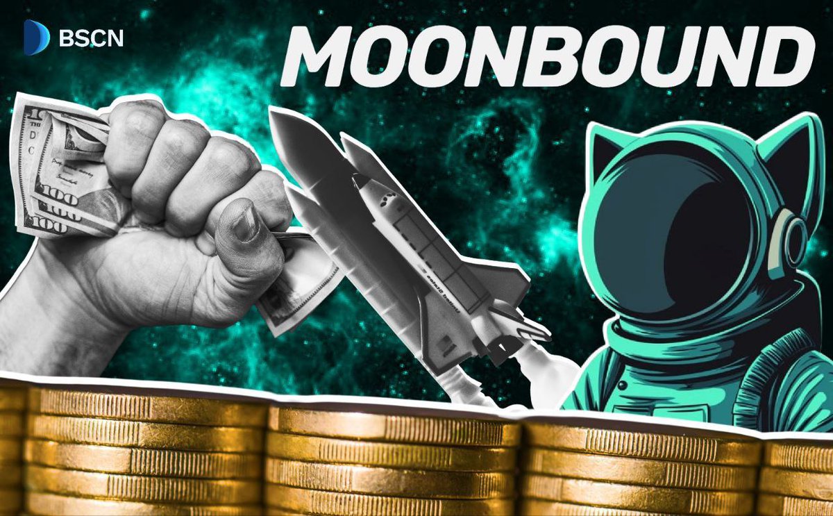 Moonbound revenue cycle illustration featuring a cat astronaut and rocket